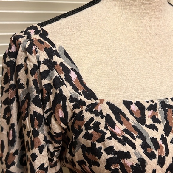 Saltwater LUXE Open Back Mini Dress in Cream Leopard Print, Size Small - Picture 7 of 17